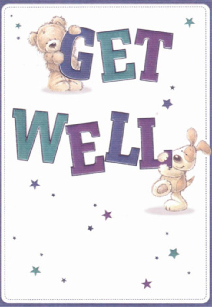 This enchanting get well card reflects the comforting spirit of Malden Rushett-a sentiment familiar to anyone who has visited The Star pub on a sunny afternoon or enjoyed walks along Rushett Lane. The playful illustrations show a supportive bear perched above the word 'GET,' his arms extended in kindness, while a loyal puppy rests beside 'WELL,' tail curled in gentle reassurance. Their fur is detailed with feathery strokes, suggesting a tactile, almost huggable quality. Sprays of starbursts in rich purples and cool teals sprinkle hope across a luminous cream background, reminiscent of dawn breaking over Ashtead Common. The card's confident, hand-drawn typography anchors the design, while its inviting palette evokes the freshest petals offered by Florist Malden Rushett. Sending this card with a floral arrangement delivers not just words, but a chorus of encouragement and heartfelt care to anyone on the road to recovery.