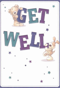Brimming with tender optimism, this Malden Rushett-inspired get well card features the friendly faces of a cuddly teddy and a playful puppy. The bear tenderly clutches the word 'GET,' while the puppy, with his floppy ears and sparkling eyes, rests beside the bold 'WELL'-both rendered in soothing purples and inviting teals. Scattered across the design, whimsical stars evoke the tranquil charm of local woodlands and the sense of possibility that comes with a fresh start. A crisp white background imparts clarity and serenity-qualities we value at Florist Malden Rushett when crafting every arrangement. The detailed brushstrokes and plush textures capture the emotional warmth of a well-wishing neighbour, making this card a perfect companion for a bouquet destined to uplift someone's spirits throughout our close-knit community.